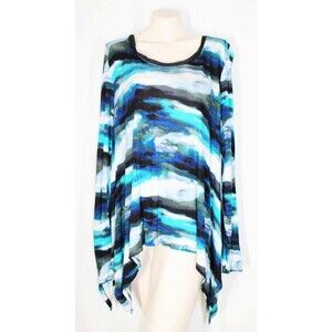 Vera Wang Simply Vera XL Artistic Boho Chic Asymmetrical Hem Flowy Tunic Top